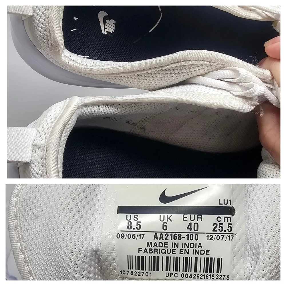 Nike Women's Air Max Axis Triple White Athletic Sneakers SZ 8.5 Style AA2168-100